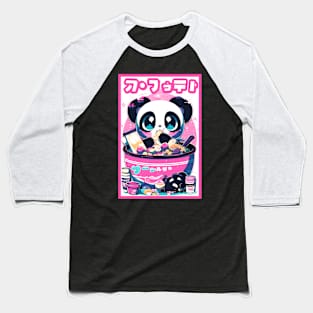 Anime Cute Panda eating Ramen | Cute Anime Panda Kawaii Design Baseball T-Shirt